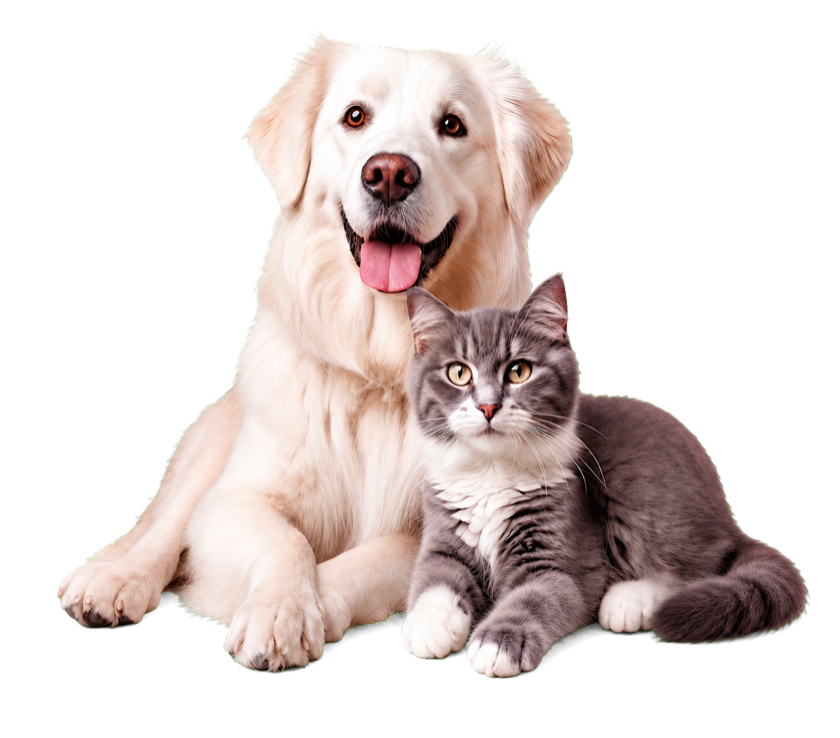 Cachorro e gato protegidos pela Plamev